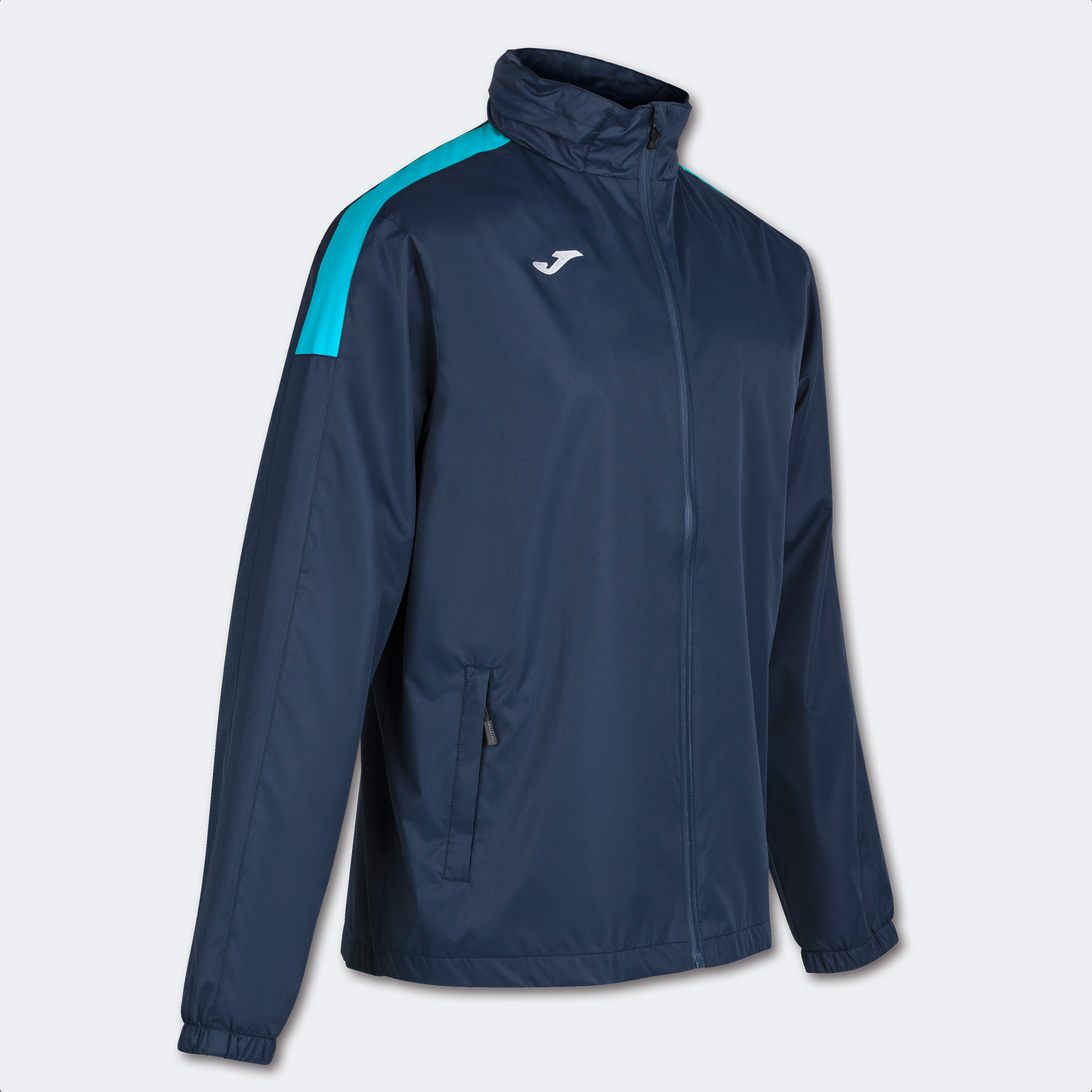 TRIVOR RAINCOAT NAVY FLUOR TURQUOISE