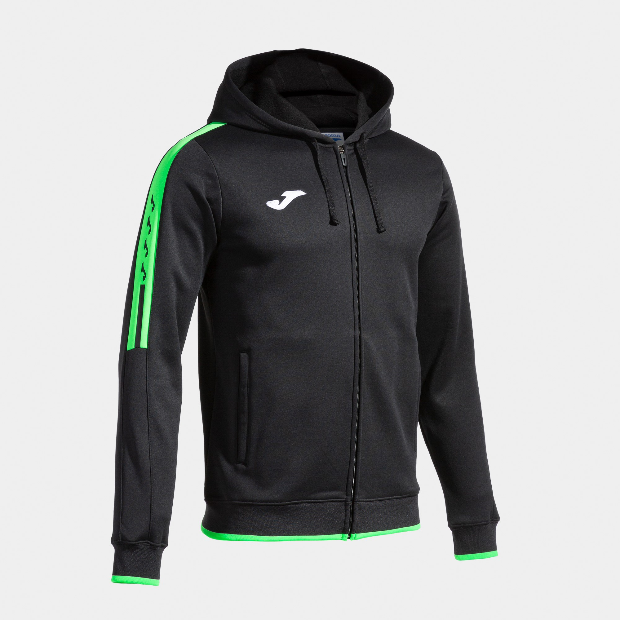OLIMPIADA ZIP UP HOODIE BLACK FLUOR GREEN