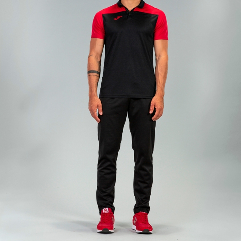 POLO SHORT HOBBY II BLACK RED S/S