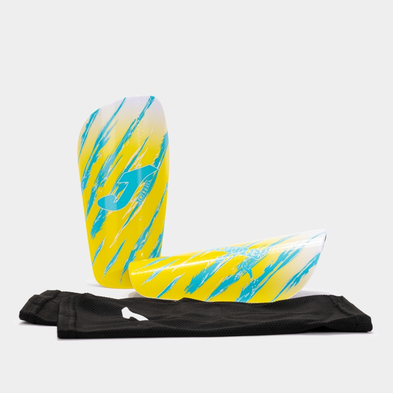 SPIDER SHIN GUARDS YELLOW FLUOR TURQUOISE