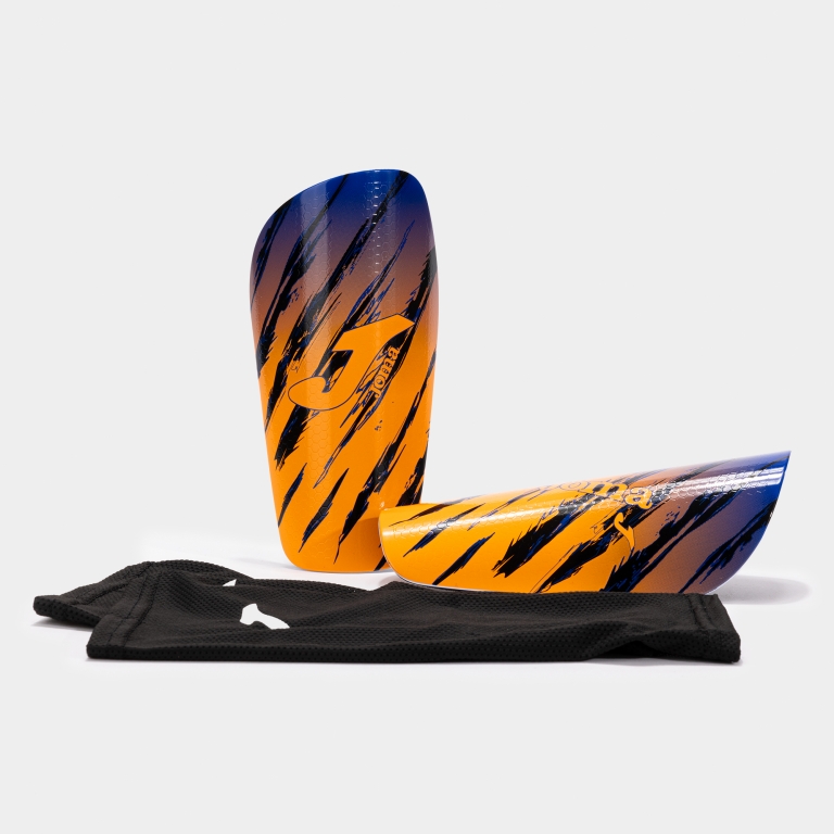 SPIDER SHIN GUARDS FLUOR ORANGE ROYAL BLUE