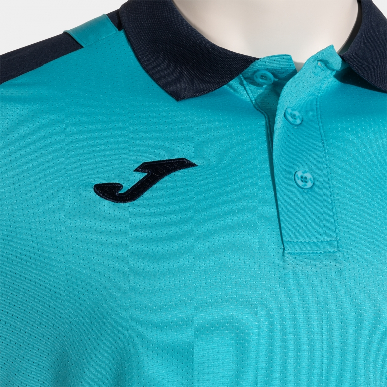 LIDER SHORT SLEEVE POLO FLUOR TURQUOISE NAVY BLUE
