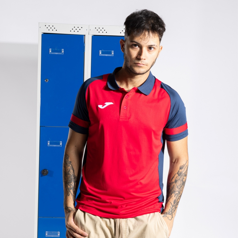 LIDER SHORT SLEEVE POLO RED NAVY BLUE 