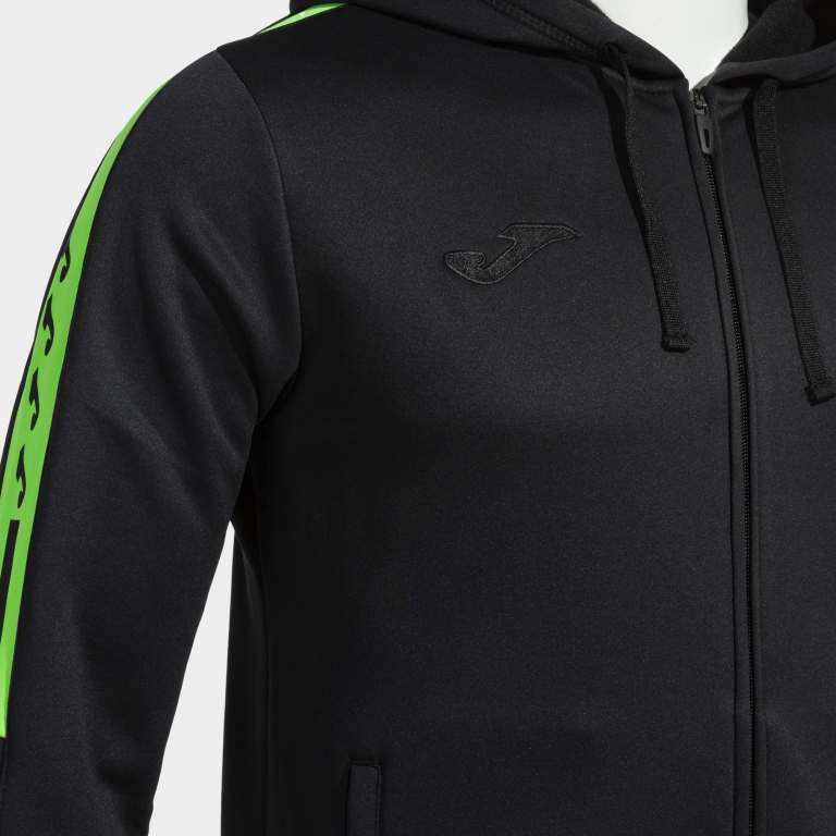 OLIMPIADA ZIP UP HOODIE BLACK FLUOR GREEN