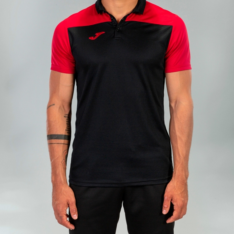 POLO SHORT HOBBY II BLACK RED S/S