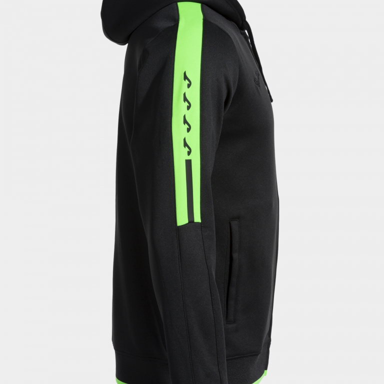 OLIMPIADA ZIP UP HOODIE BLACK FLUOR GREEN