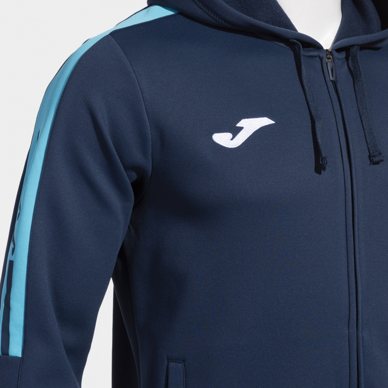 OLIMPIADA ZIP UP HOODIE NAVY FLUOR TURQUOISE