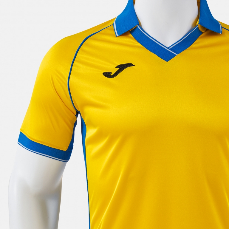 VINTAGE ECO RETRO SHORT SLEEVE T-SHIRT YELLOW ROYAL BLUE