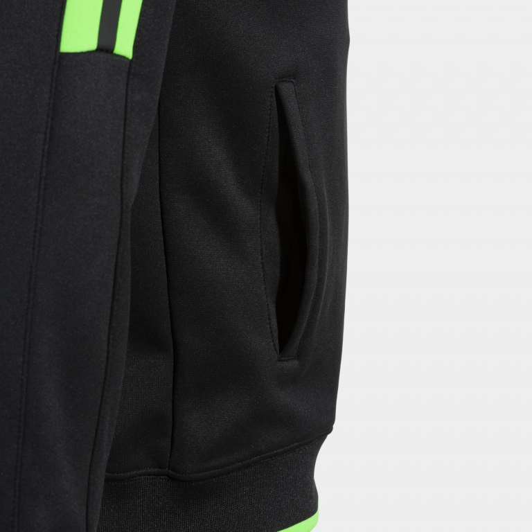 OLIMPIADA ZIP UP HOODIE BLACK FLUOR GREEN