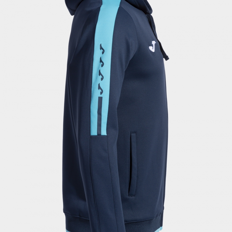 OLIMPIADA ZIP UP HOODIE NAVY FLUOR TURQUOISE
