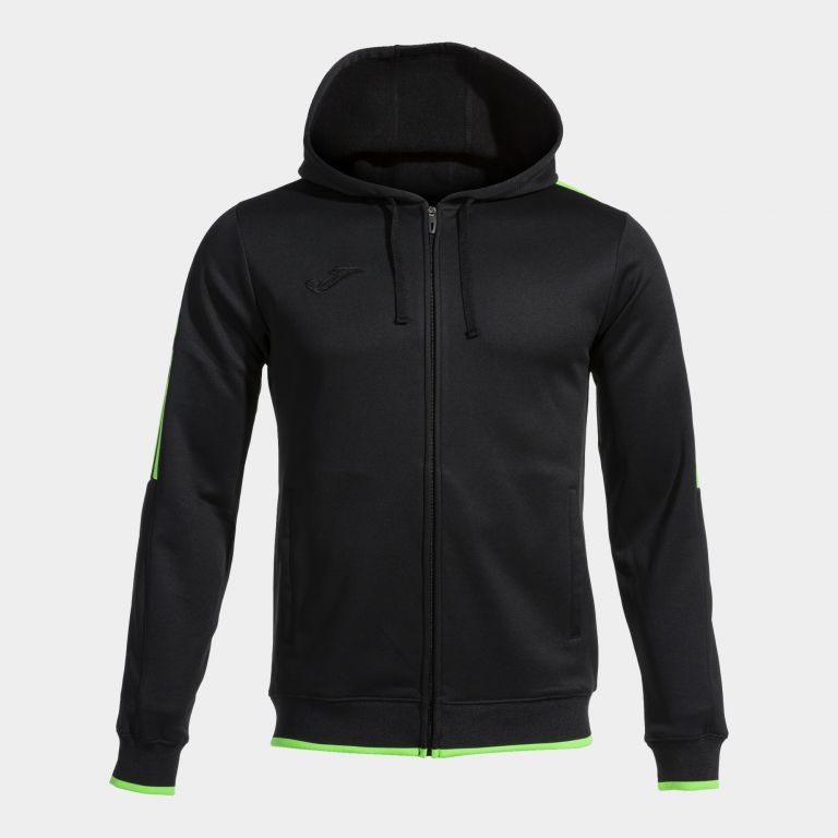 OLIMPIADA ZIP UP HOODIE BLACK FLUOR GREEN