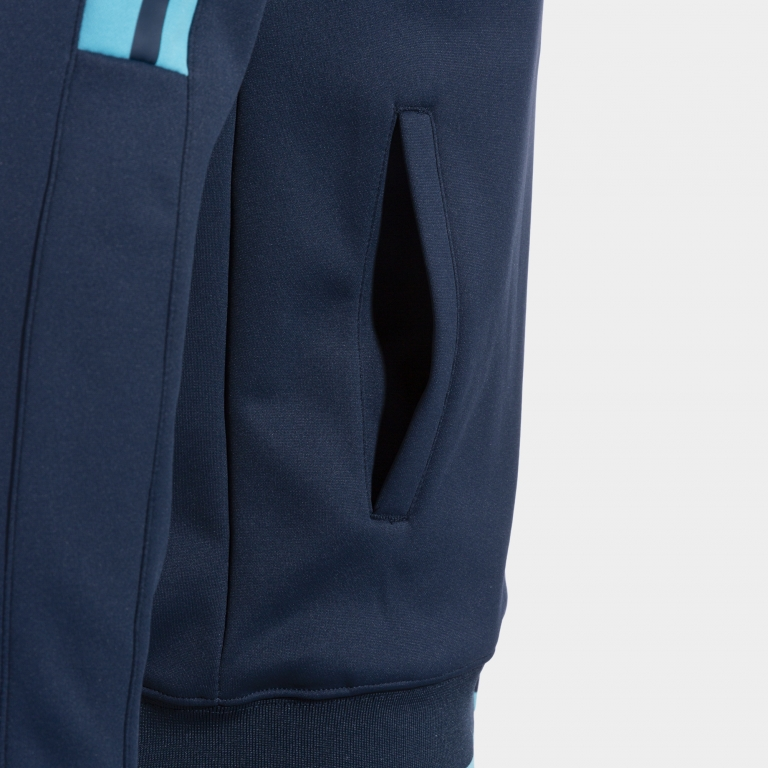 OLIMPIADA ZIP UP HOODIE NAVY FLUOR TURQUOISE